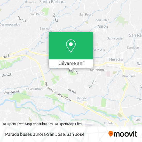 Mapa de Parada buses aurora-San José