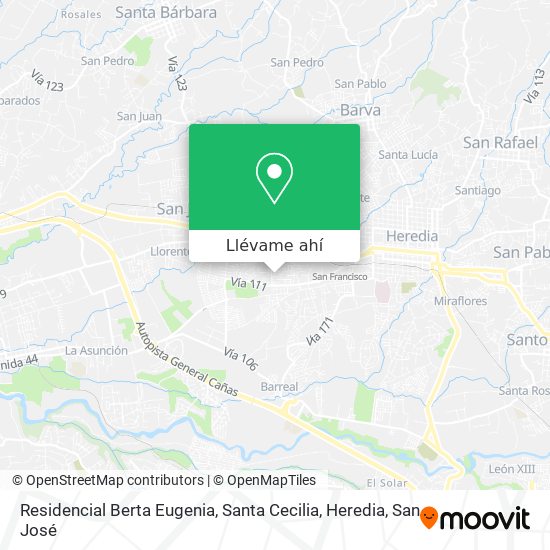 Mapa de Residencial Berta Eugenia, Santa Cecilia, Heredia