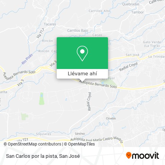 Mapa de San Carlos por la pista