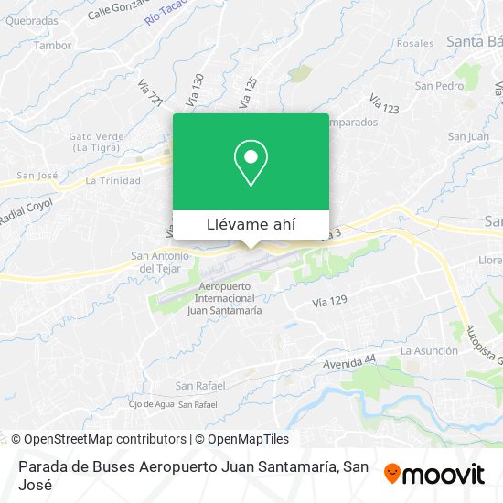 Mapa de Parada de Buses Aeropuerto Juan Santamaría