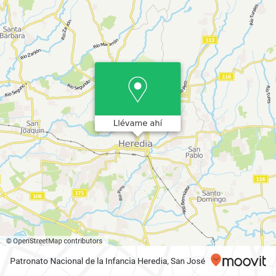 Mapa de Patronato Nacional de la Infancia Heredia