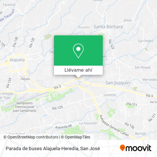 Mapa de Parada de buses Alajuela-Heredia