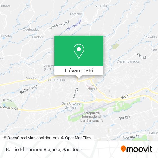 Mapa de Barrio El Carmen Alajuela