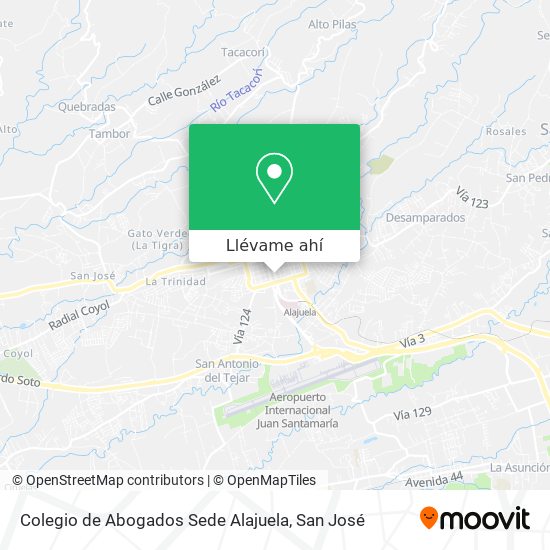 Mapa de Colegio de Abogados Sede Alajuela