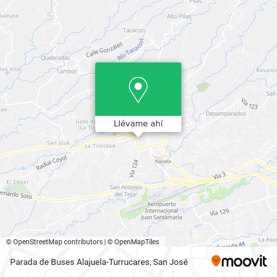 Mapa de Parada de Buses Alajuela-Turrucares