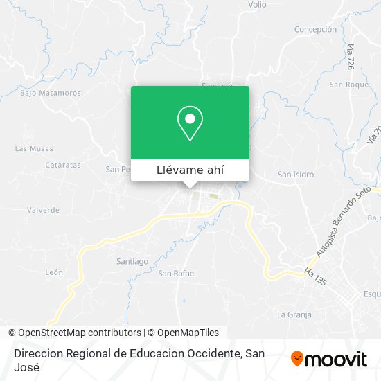 Mapa de Direccion Regional de Educacion Occidente