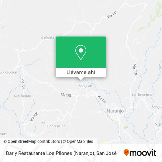 Mapa de Bar y Restaurante Los Pilones (Naranjo)