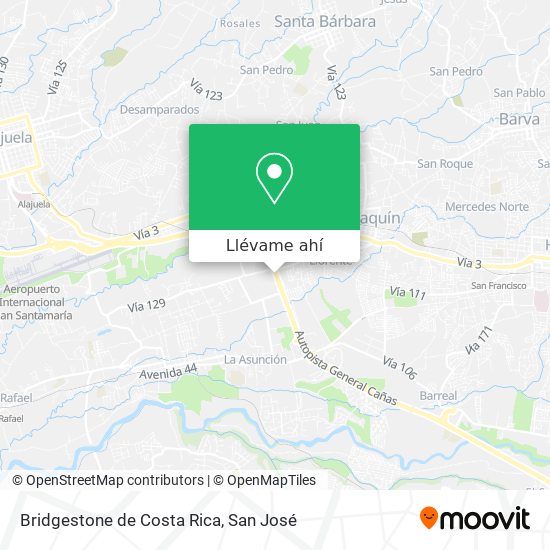 Mapa de Bridgestone de Costa Rica
