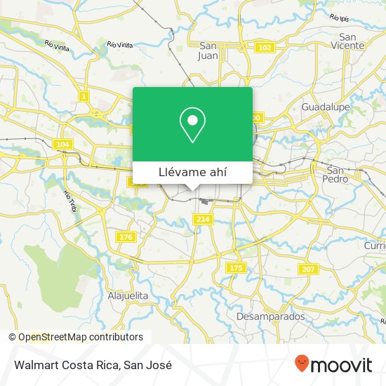 Mapa de Walmart Costa Rica