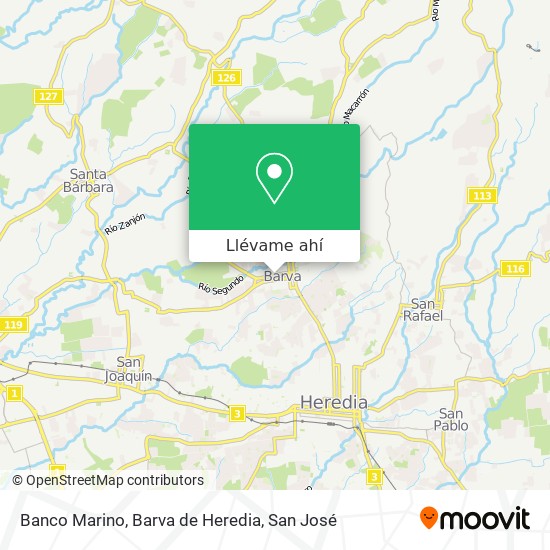 Mapa de Banco Marino, Barva de Heredia