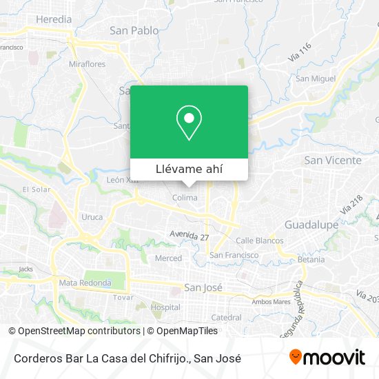 Mapa de Corderos Bar La Casa del Chifrijo.