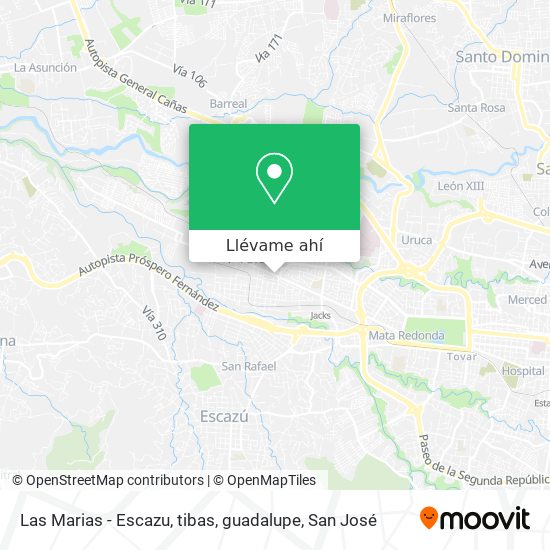 Mapa de Las Marias - Escazu, tibas, guadalupe