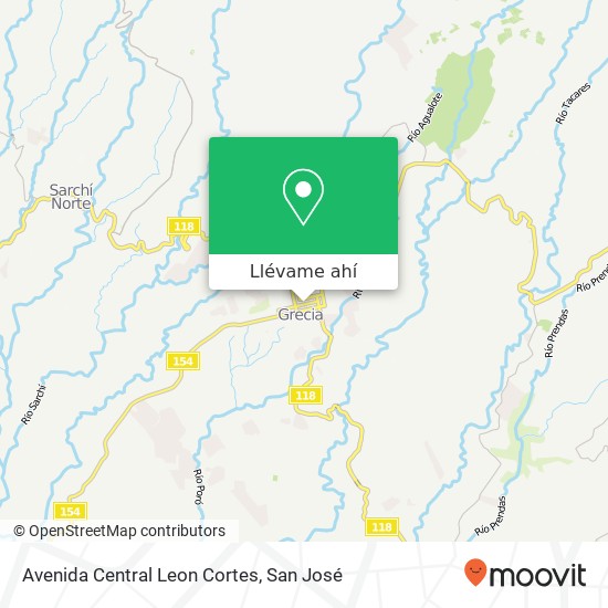 Mapa de Avenida Central Leon Cortes