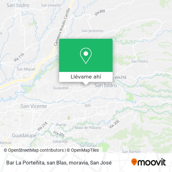Mapa de Bar La Porteñita, san Blas, moravia