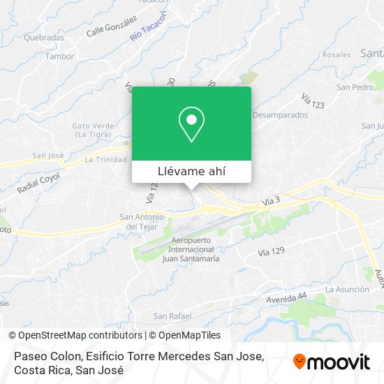 Mapa de Paseo Colon, Esificio Torre Mercedes San Jose, Costa Rica