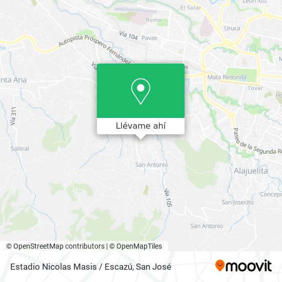 Mapa de Estadio Nicolas Masis / Escazú