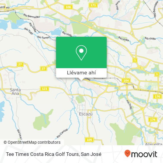 Mapa de Tee Times Costa Rica Golf Tours