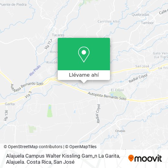 Mapa de Alajuela Campus Walter Kissling Gam,,n La Garita, Alajuela. Costa Rica