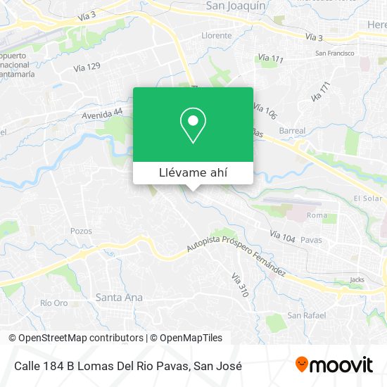 Mapa de Calle 184 B Lomas Del Rio Pavas