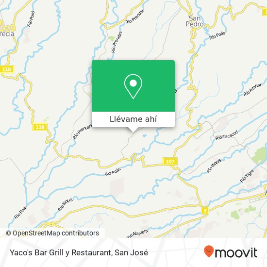 Mapa de Yaco's Bar Grill y Restaurant