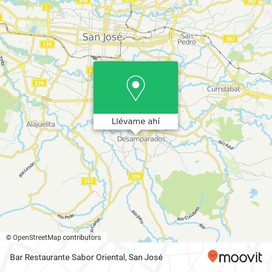 Mapa de Bar Restaurante Sabor Oriental, Calle 6 Desamparados, Desamparados, 10301