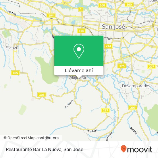 Mapa de Restaurante Bar La Nueva, Avenida 4 Alajuelita, Alajuelita, 11001