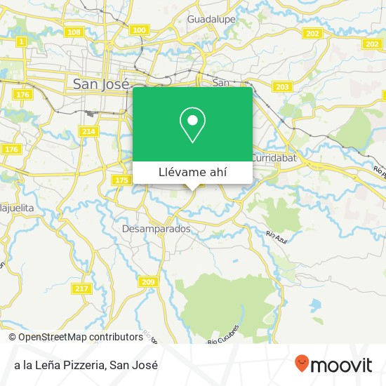 Mapa de a la Leña Pizzeria, Avenida 62 San Francisco de Dos Rios, San José, 10106