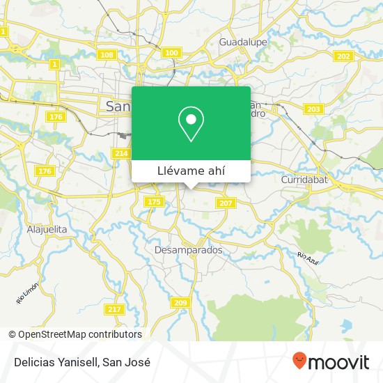 Mapa de Delicias Yanisell, Calle 29 San Francisco de Dos Rios, San José, 10106