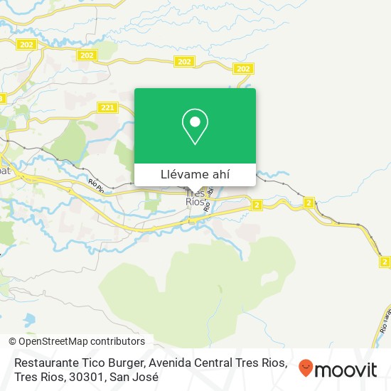 Mapa de Restaurante Tico Burger, Avenida Central Tres Rios, Tres Rios, 30301