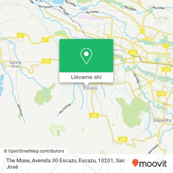 Mapa de The Muse, Avenida 30 Escazu, Escazu, 10201