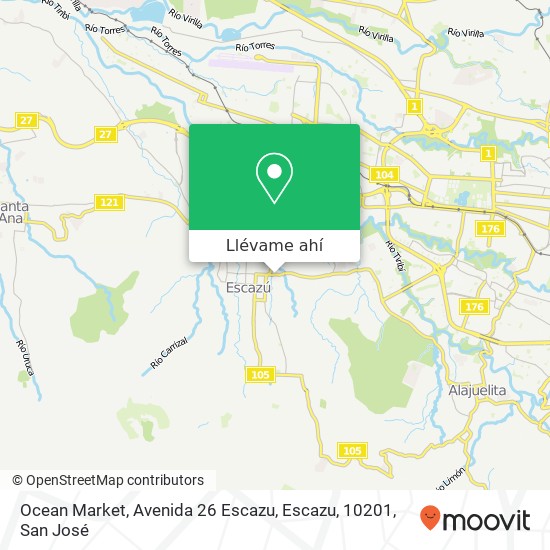 Mapa de Ocean Market, Avenida 26 Escazu, Escazu, 10201