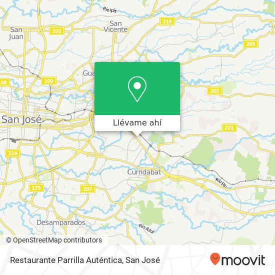 Mapa de Restaurante Parrilla Auténtica, Calle 87 Curridabat, Curridabat, 11801