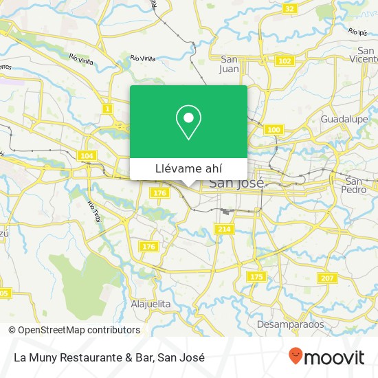 Mapa de La Muny Restaurante & Bar, Avenida 10 Hospital, San José, 10103