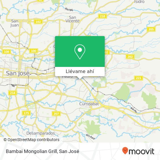 Mapa de Bambai Mongolian Grill, Calle 75 Curridabat, 11801