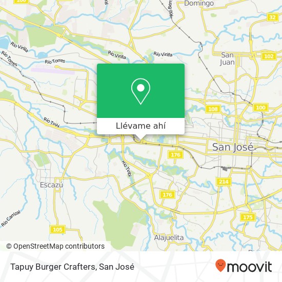 Mapa de Tapuy Burger Crafters, Calle 68 Mata Redonda, San José, 10108