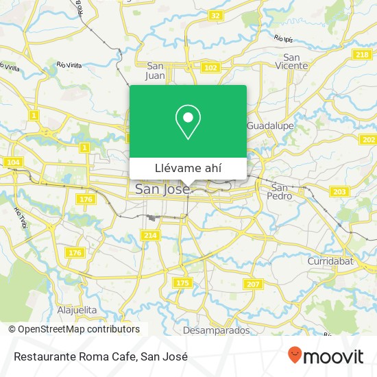 Mapa de Restaurante Roma Cafe, Avenida 2 Catedral, San José, 10104