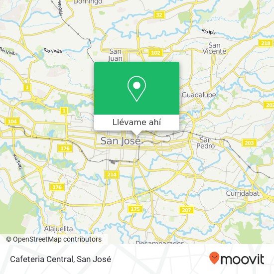 Mapa de Cafeteria Central, Avenida Central Carmen, San José, 10101