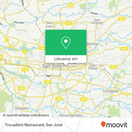 Mapa de Trocadero Restaurant, Avenida 2 Catedral, San José, 10104