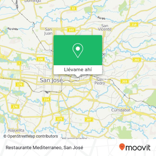 Mapa de Restaurante Mediterraneo, Calle 33 Carmen, San José, 10101