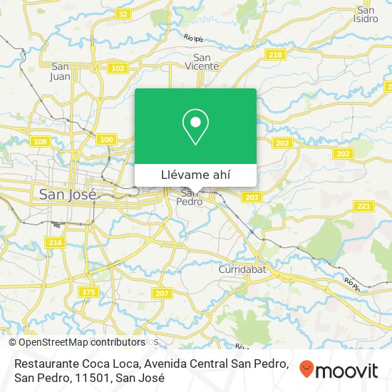 Mapa de Restaurante Coca Loca, Avenida Central San Pedro, San Pedro, 11501