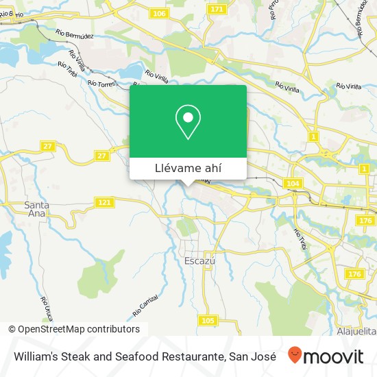 Mapa de William's Steak and Seafood Restaurante, Avenida Escazú San Rafael, 10203