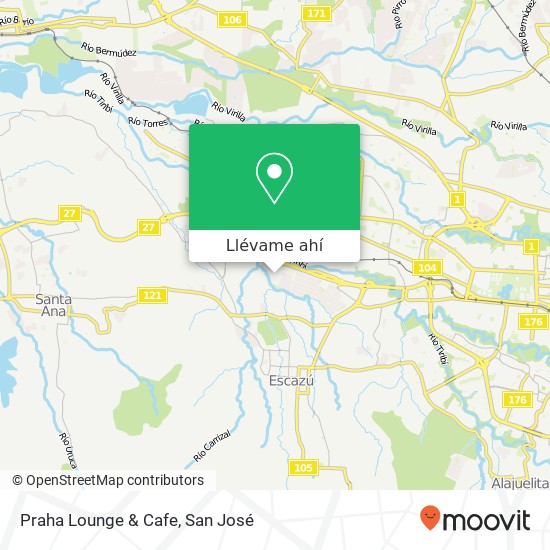 Mapa de Praha Lounge & Cafe, Avenida Escazú San Rafael, 10203