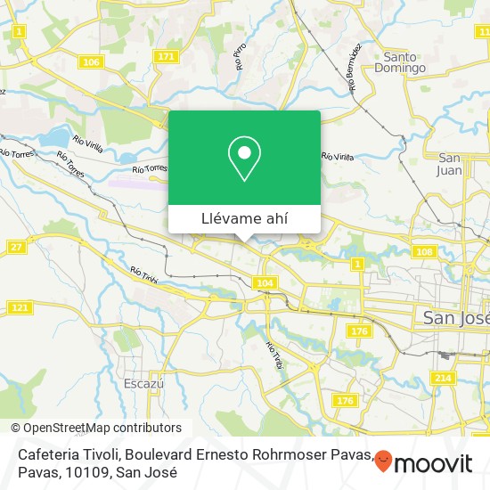 Mapa de Cafeteria Tivoli, Boulevard Ernesto Rohrmoser Pavas, Pavas, 10109