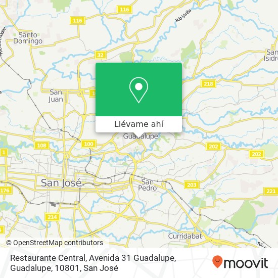 Mapa de Restaurante Central, Avenida 31 Guadalupe, Guadalupe, 10801