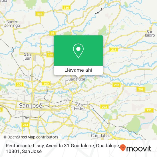 Mapa de Restaurante Lissy, Avenida 31 Guadalupe, Guadalupe, 10801