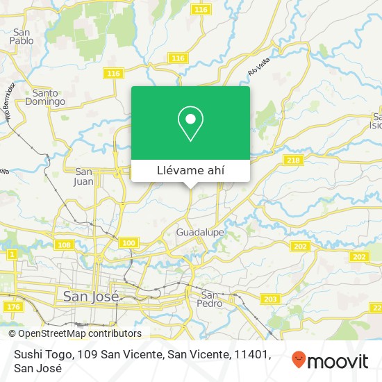 Mapa de Sushi Togo, 109 San Vicente, San Vicente, 11401