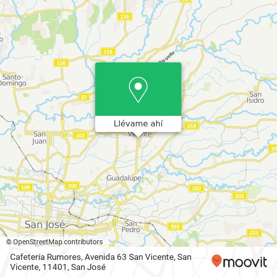 Mapa de Cafetería Rumores, Avenida 63 San Vicente, San Vicente, 11401