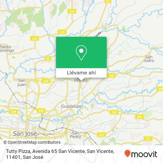 Mapa de Tutty Pizza, Avenida 65 San Vicente, San Vicente, 11401