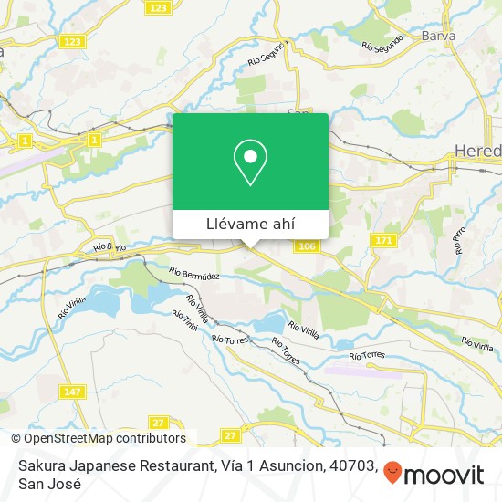 Mapa de Sakura Japanese Restaurant, Vía 1 Asuncion, 40703