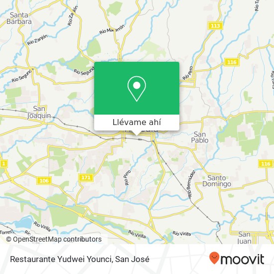 Mapa de Restaurante Yudwei Younci, Calle 4 Heredia, 40101